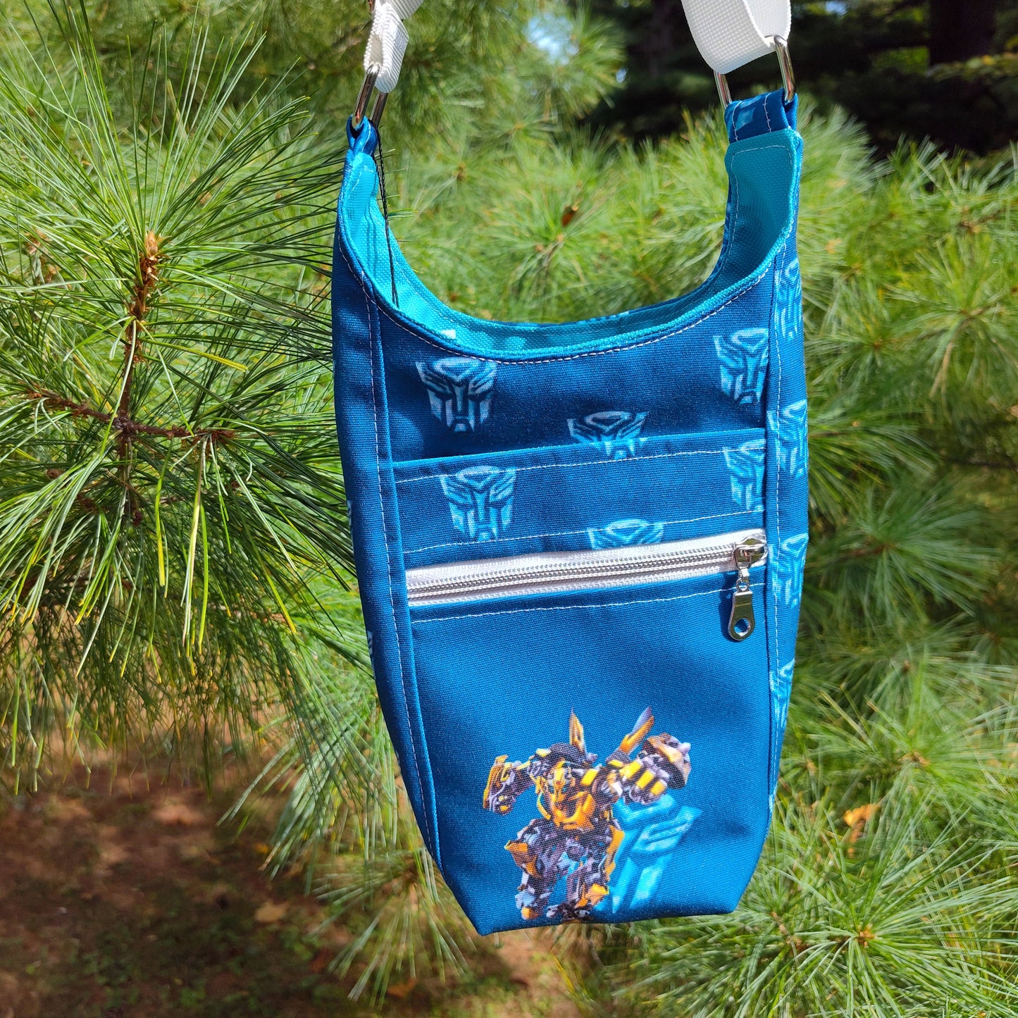 Transforming Robots Blue Water Bottle Bag