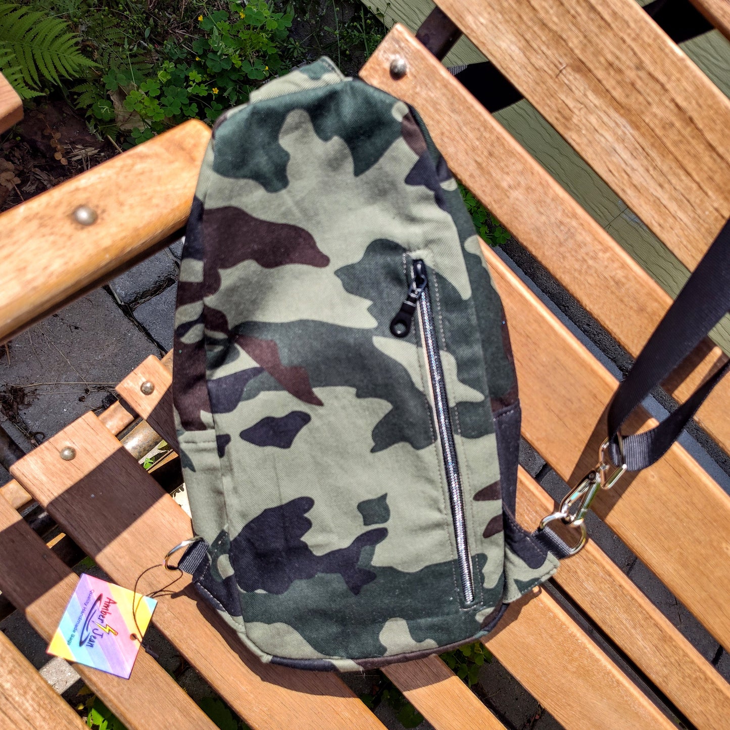 Green Camouflage Sling Backpack