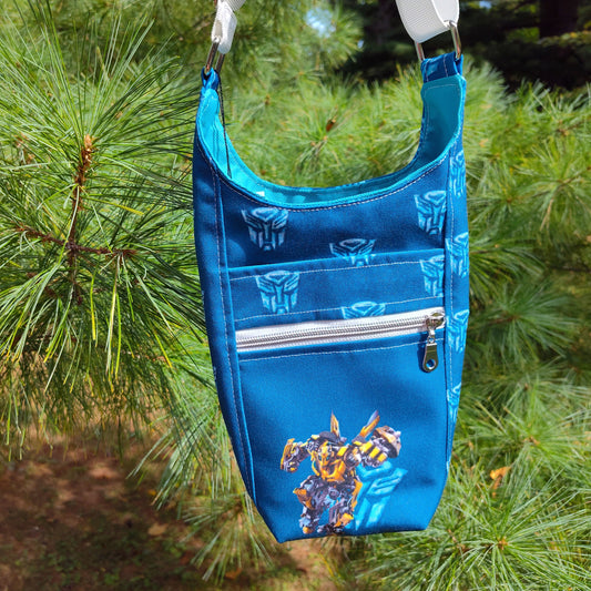 Transforming Robots Blue Water Bottle Bag