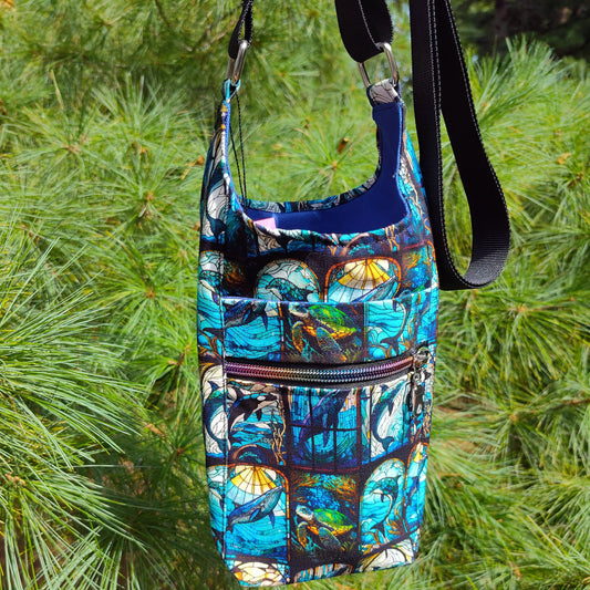 Stained Glass Sea Animals Water Bottle Bag