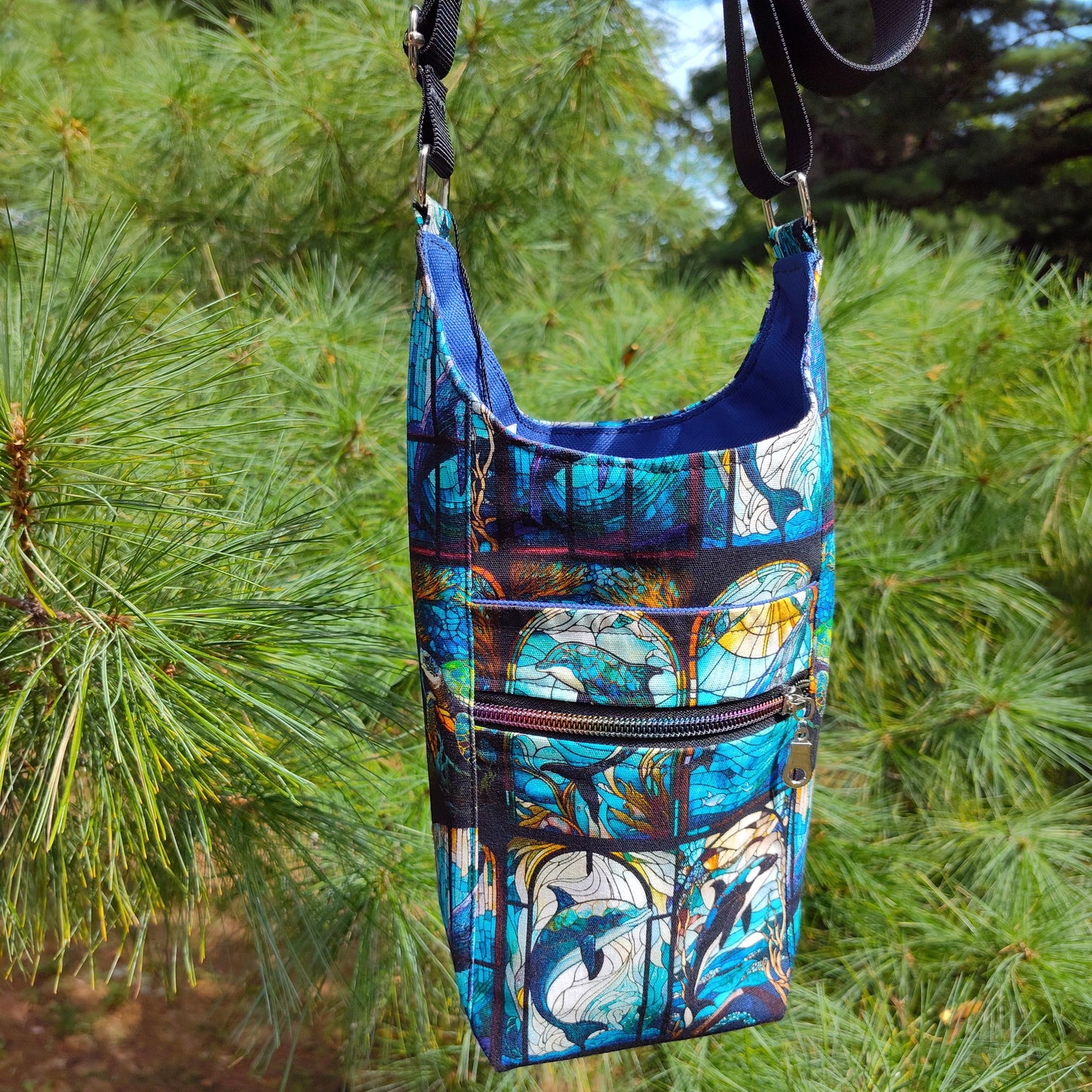 Stained Glass Sea Animals Water Bottle Bag