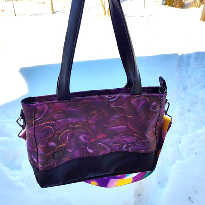 Purple Swirls Urban Crossbody Satchel Purse