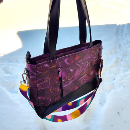 Purple Swirls Urban Crossbody Satchel Purse