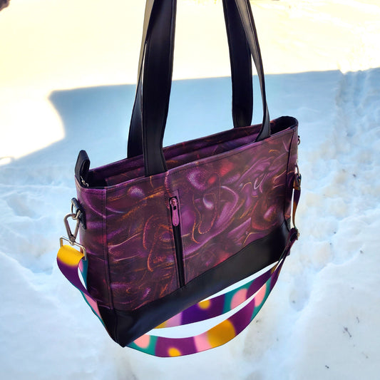 Purple Swirls Urban Crossbody Satchel Purse