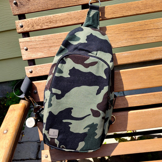 Green Camouflage Sling Backpack